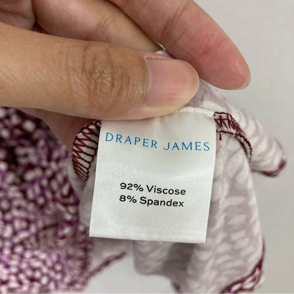 Draper James Purple White Polka Dot V Neck Stretch Tiered Casual Dress size XXL - Picture 9 of 12